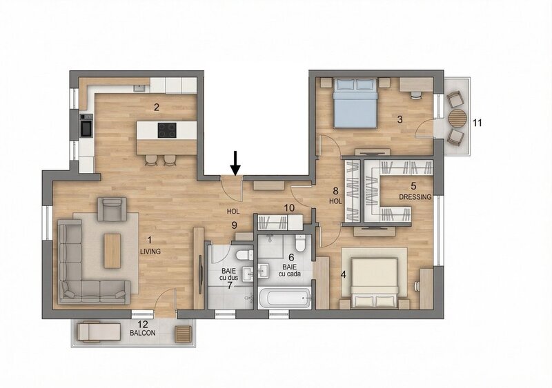 Padurea Baneasa, Greenfield Blue 3 camere, 102 mp utili - 2 parcari
